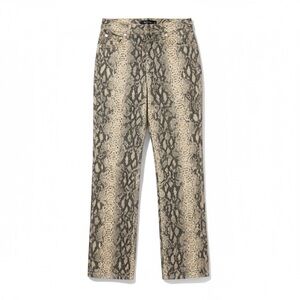 Le Lis Snakeskin Print Denim High Waist Straight Leg Pants Medium